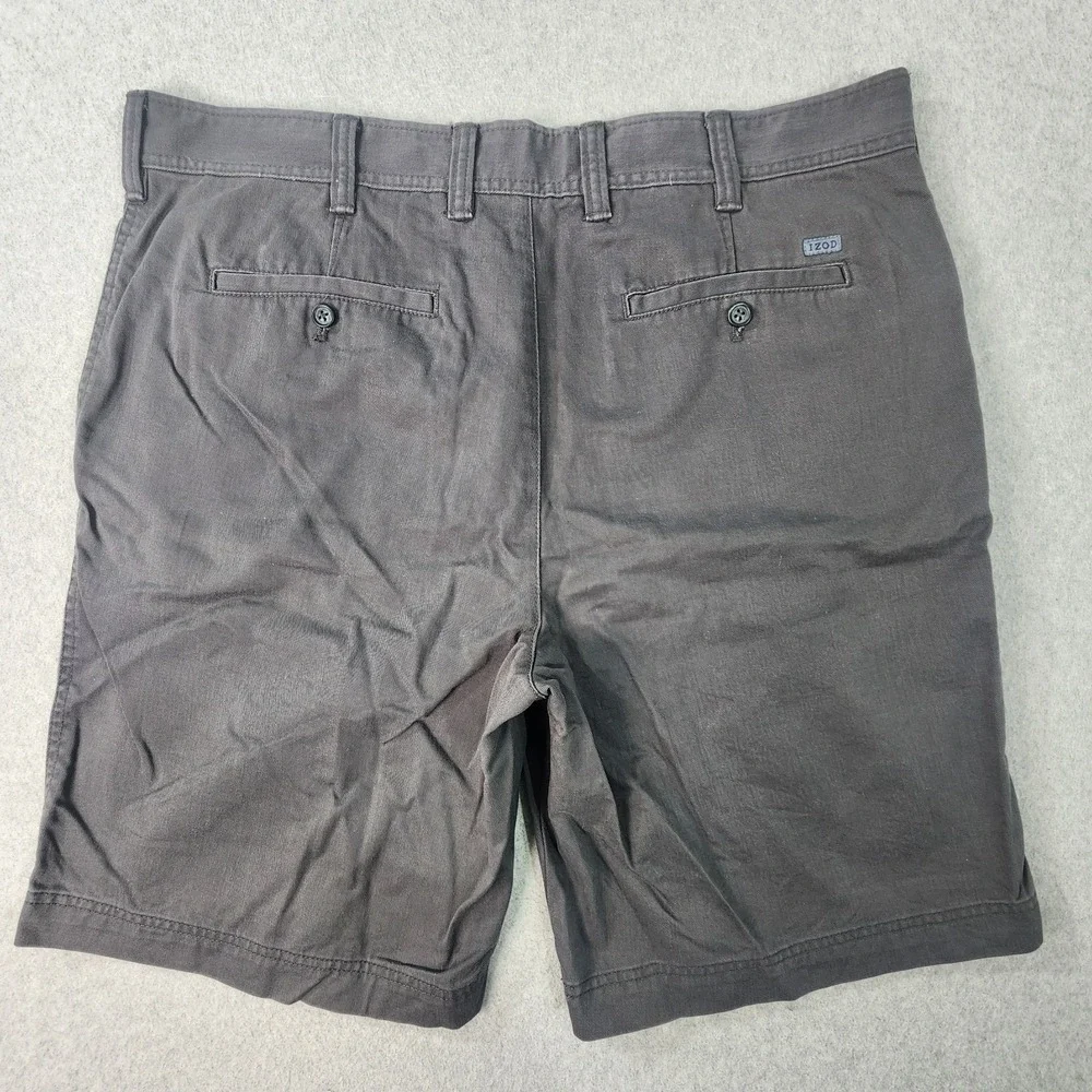 Izod Saltwater Shorts Mens 40x10 Gray Outdoor Cotton‎ Flat Front